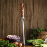 22.5 cm Sert Krom Kaplama Bileme Masatı- Sekoya Ağacı Sap