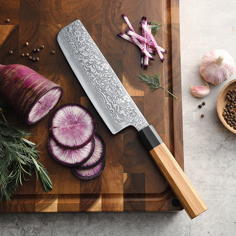 67 Katman Nakiri Paslanmaz Damascus Şef Bıçağı 19,5 cm