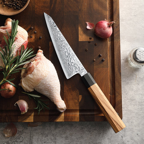 67 Katman Honesuki Paslanmaz Damascus Mutfak Bıçağı 16 cm