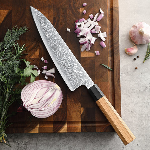 67 Katman Gyutou  Paslanmaz Damascus Şef Bıçağı 23 cm