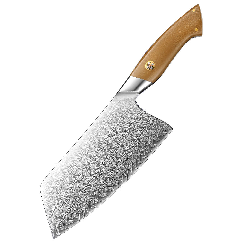 Crest Serisi I Şef Satırı I 67 Katman Paslanmaz Damascus Çelik I Micarta & Mosaic Edition