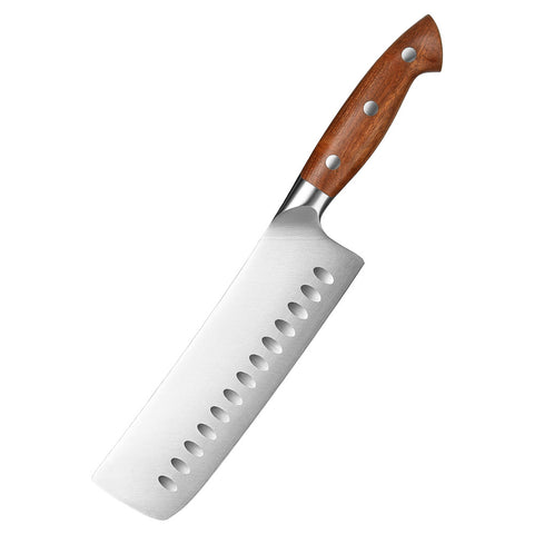 19 cm Oluklu Nakiri Şef Bıçağı- Sekoya Ağacı Sap