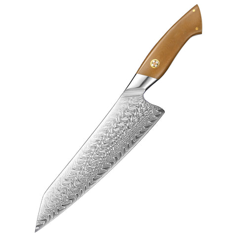 Crest Serisi I Kiritsuke Şef Bıçağı I 67 Katman Paslanmaz Damascus Çelik I Micarta & Mosaic Edition