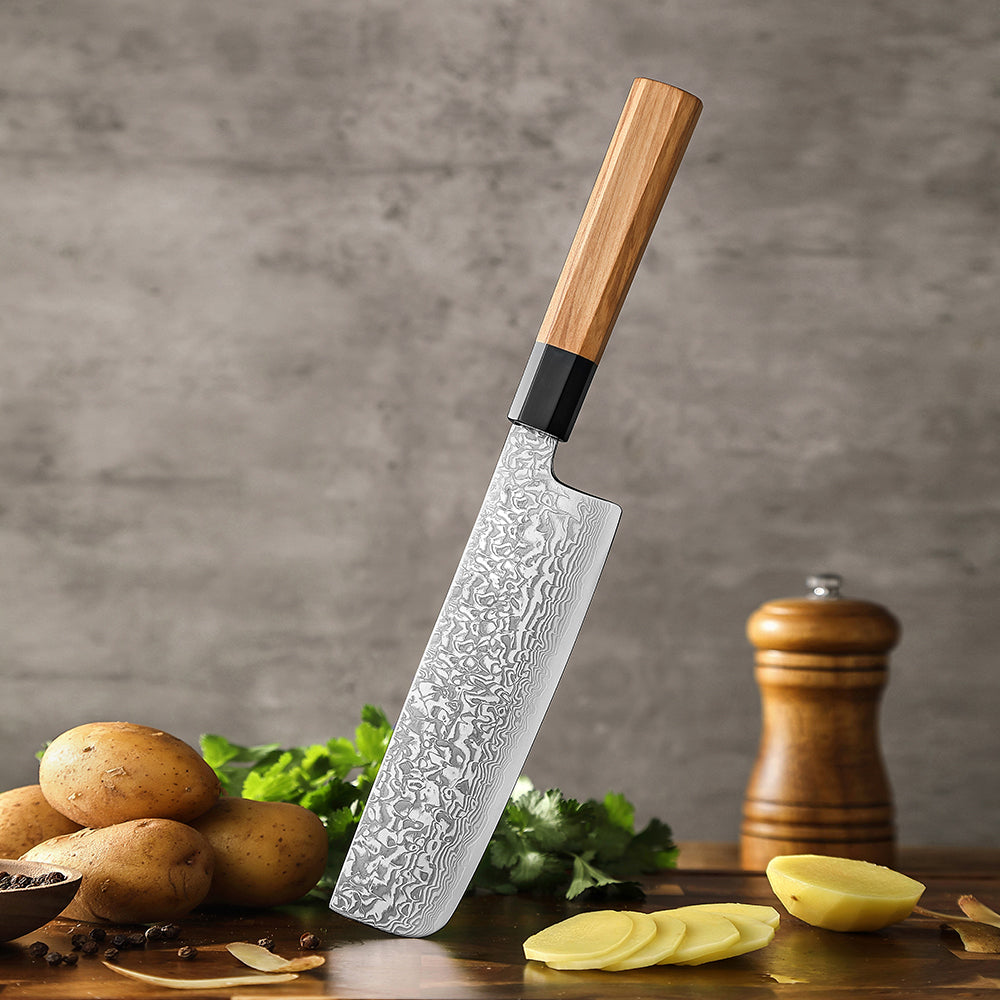 67 Katman Nakiri Paslanmaz Damascus Şef Bıçağı 19,5 cm