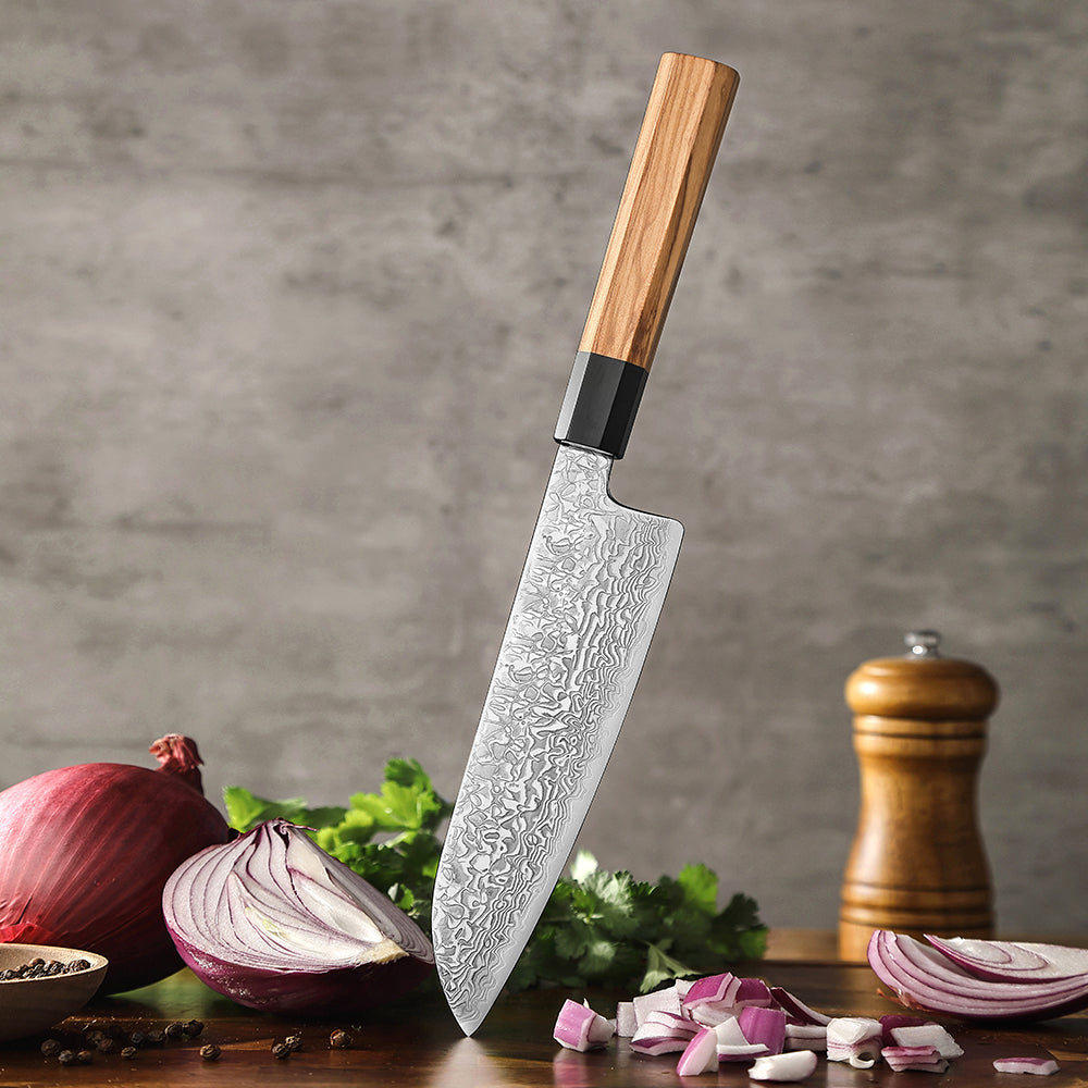 67 Katman Santoku Paslanmaz Damascus Şef Bıçağı 20 cm