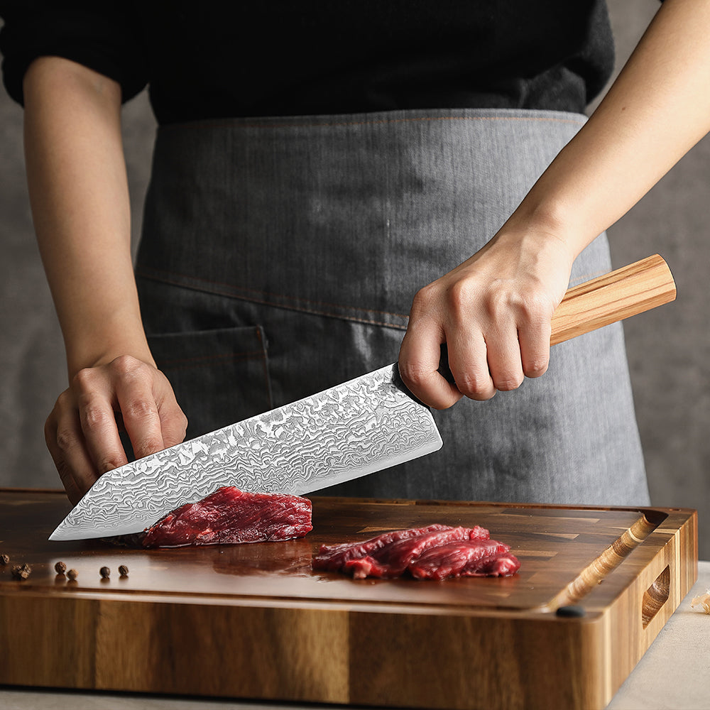 67 Katman Kiritsuke Paslanmaz Damascus Şef Bıçağı 23 cm