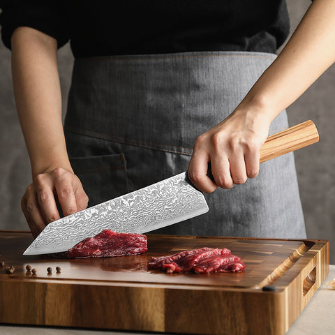 67 Katman Kiritsuke Paslanmaz Damascus Şef Bıçağı 23 cm