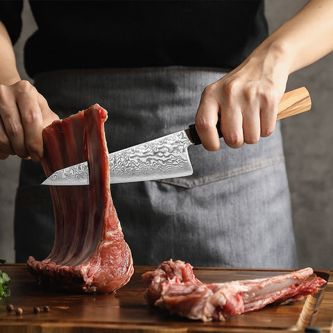 67 Katman Honesuki Paslanmaz Damascus Mutfak Bıçağı 16 cm