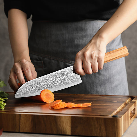 67 Katman Santoku Paslanmaz Damascus Şef Bıçağı 20 cm