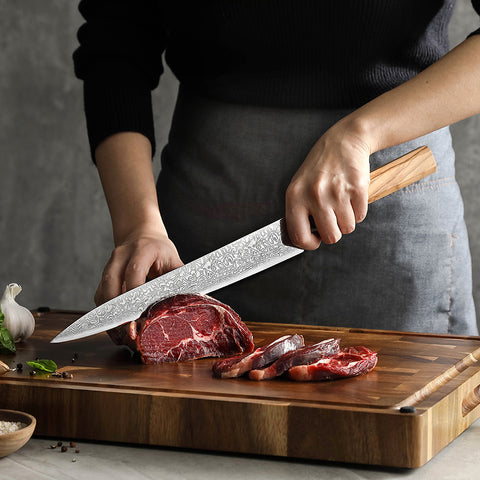 67 Katman Sujihiki Paslanmaz Damascus Dilimleme Bıçağı 27 cm