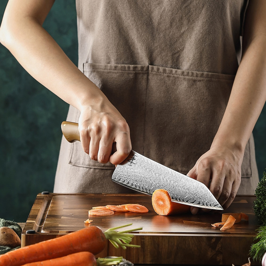 Crest Serisi I Kiritsuke Şef Bıçağı I 67 Katman Paslanmaz Damascus Çelik I Micarta & Mosaic Edition