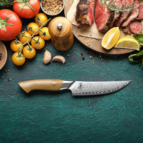 Crest Serisi I Steak Bıçağı I 67 Katman Paslanmaz Damascus Çelik I Micarta & Mosaic Edition
