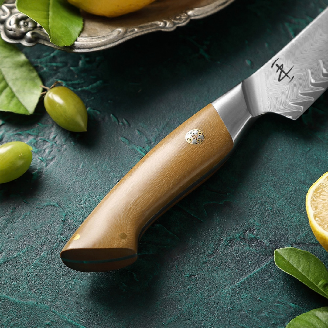 Crest Serisi I Utility Genel Amaçlı Mutfak Bıçağı I 67 Katman Paslanmaz Damascus Çelik I Micarta & Mosaic Edition