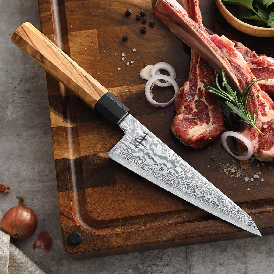 67 Katman Honesuki Paslanmaz Damascus Mutfak Bıçağı 16 cm