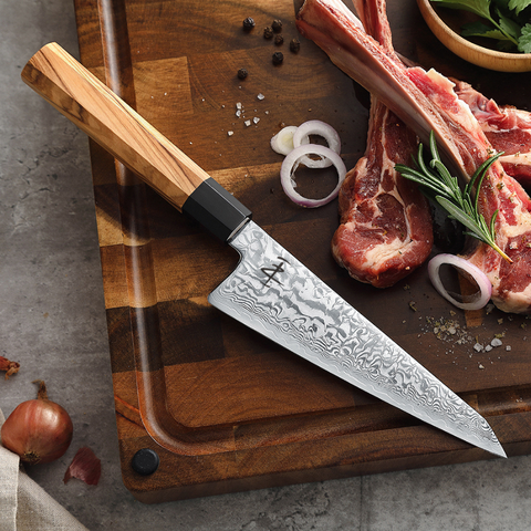 67 Katman Honesuki Paslanmaz Damascus Mutfak Bıçağı 16 cm