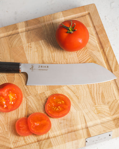 Eğri Santoku Ahşap Saplı Şef Bıçağı - 18cm Paslanmaz Çelik