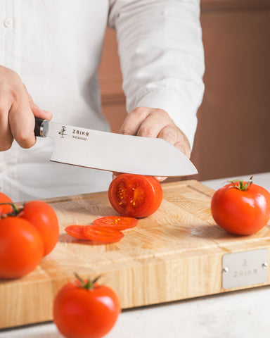 Eğri Santoku Ahşap Saplı Şef Bıçağı - 18cm Paslanmaz Çelik