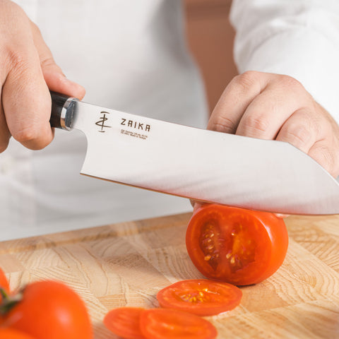 Eğri Santoku Ahşap Saplı Şef Bıçağı - 18cm Paslanmaz Çelik