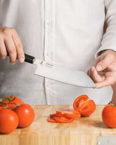 Eğri Santoku Ahşap Saplı Şef Bıçağı - 18cm Paslanmaz Çelik