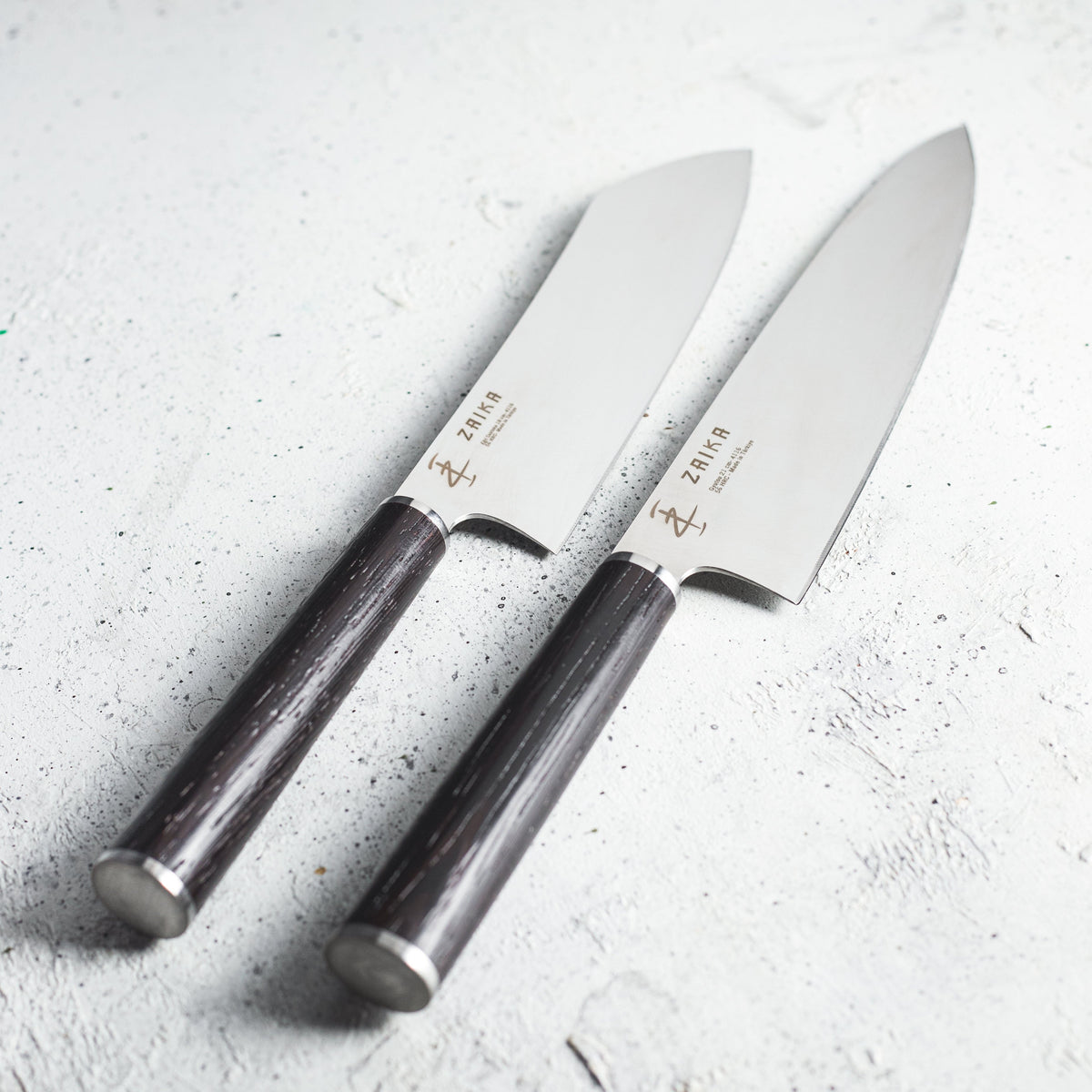 2'li Set - Gyutou Ve Eğri Santoku - Japon Tasarım Şef Bıçakları - Ahşap Sap Paslanmaz Çelik