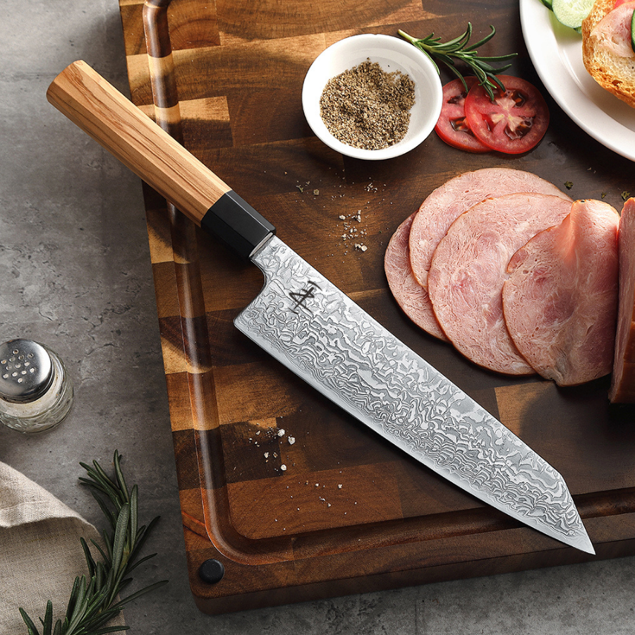 67 Katman Kiritsuke Paslanmaz Damascus Şef Bıçağı 23 cm