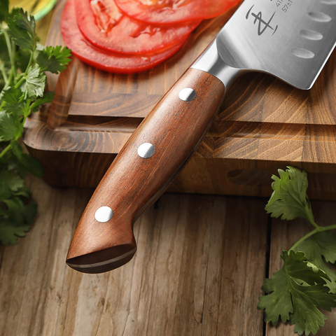 18 cm Olukluk Santoku Şef Bıçağı- Sekoya Ağacı Sap